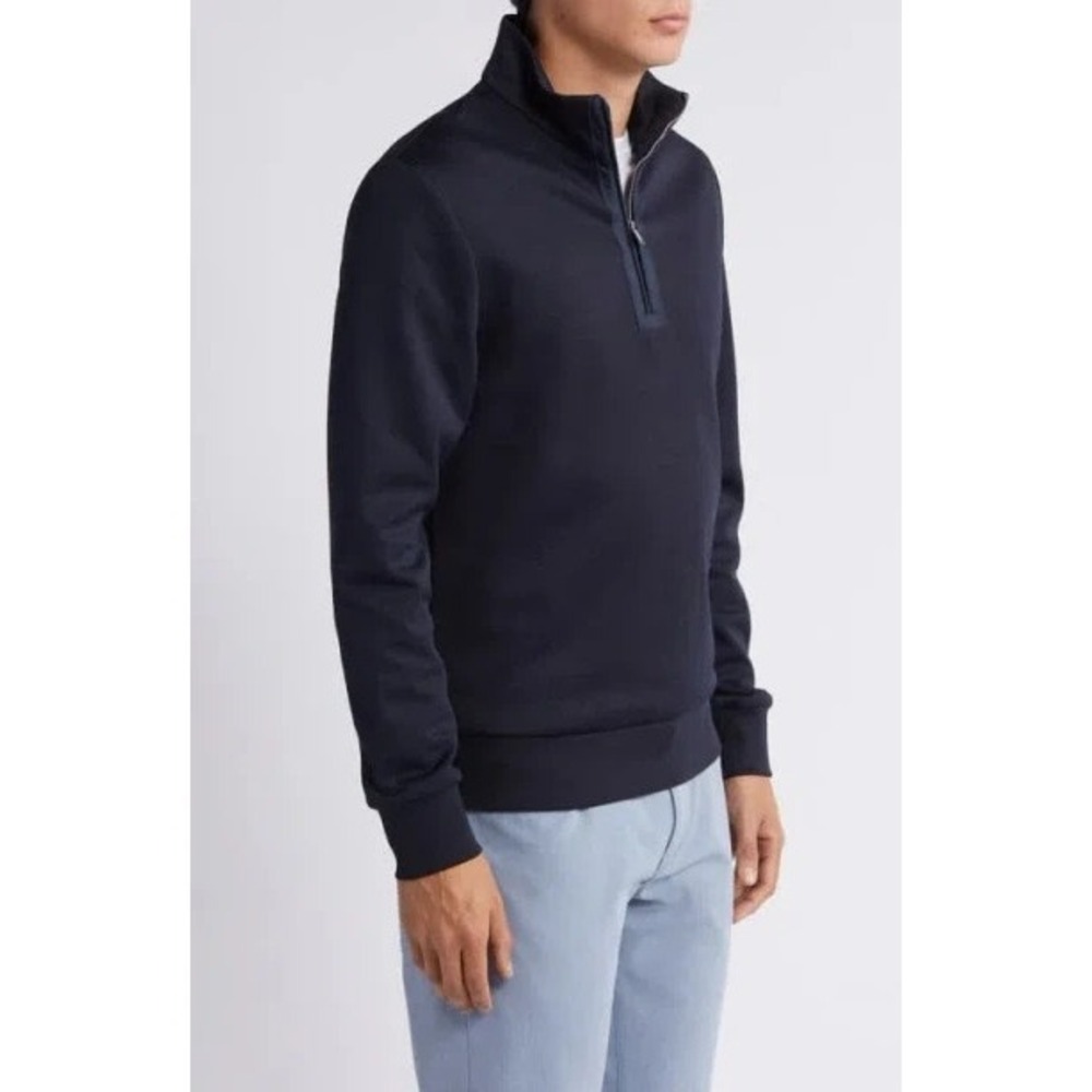 HUGO BOSS Men's Sidney Collared 1/4 Zip Pullover Dark Blue Size Small NWT